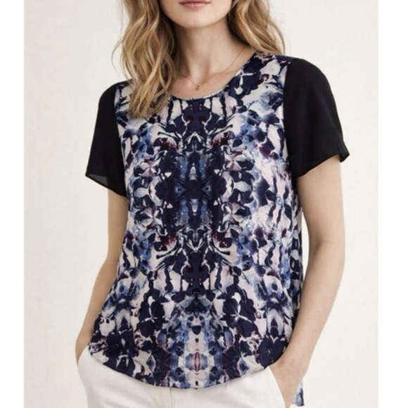 Rebecca Taylor Tops - REBECCA TAYLOR 2 Silk Top Abstract Short Sleeves